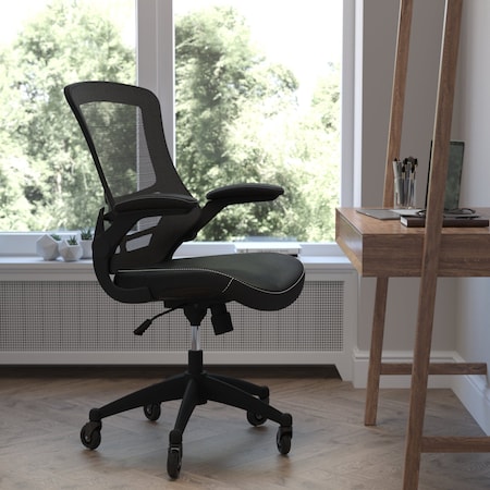 Flash Furniture Black Leather Mid-Back Task Chair - Roller Wheels BL-X-5M-LEA-RLB-GG